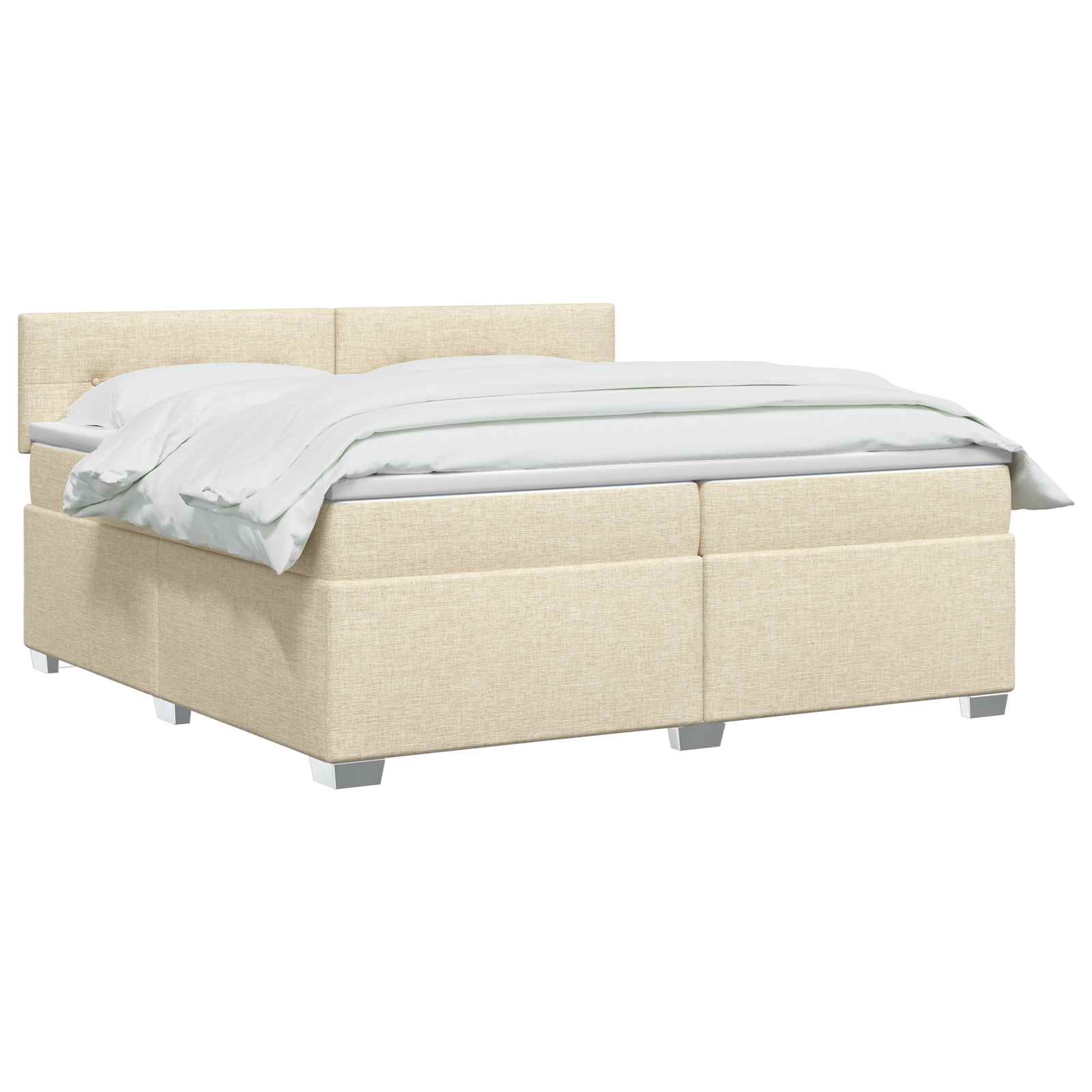vidaXL Łóżko Box Spring z materacem i LED kremowy 200 x 200 cm tkanina