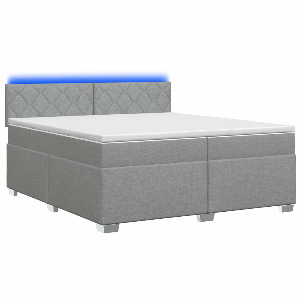 vidaXL Łóżko Box Spring z materacem i LED jasnoszary 200 x 200 cm