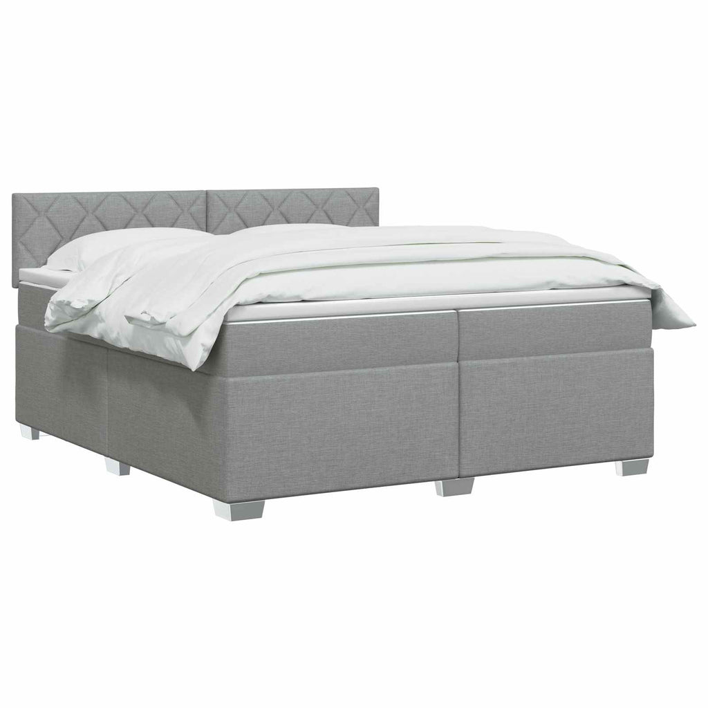 vidaXL Łóżko Box Spring z materacem i LED jasnoszary 200 x 200 cm