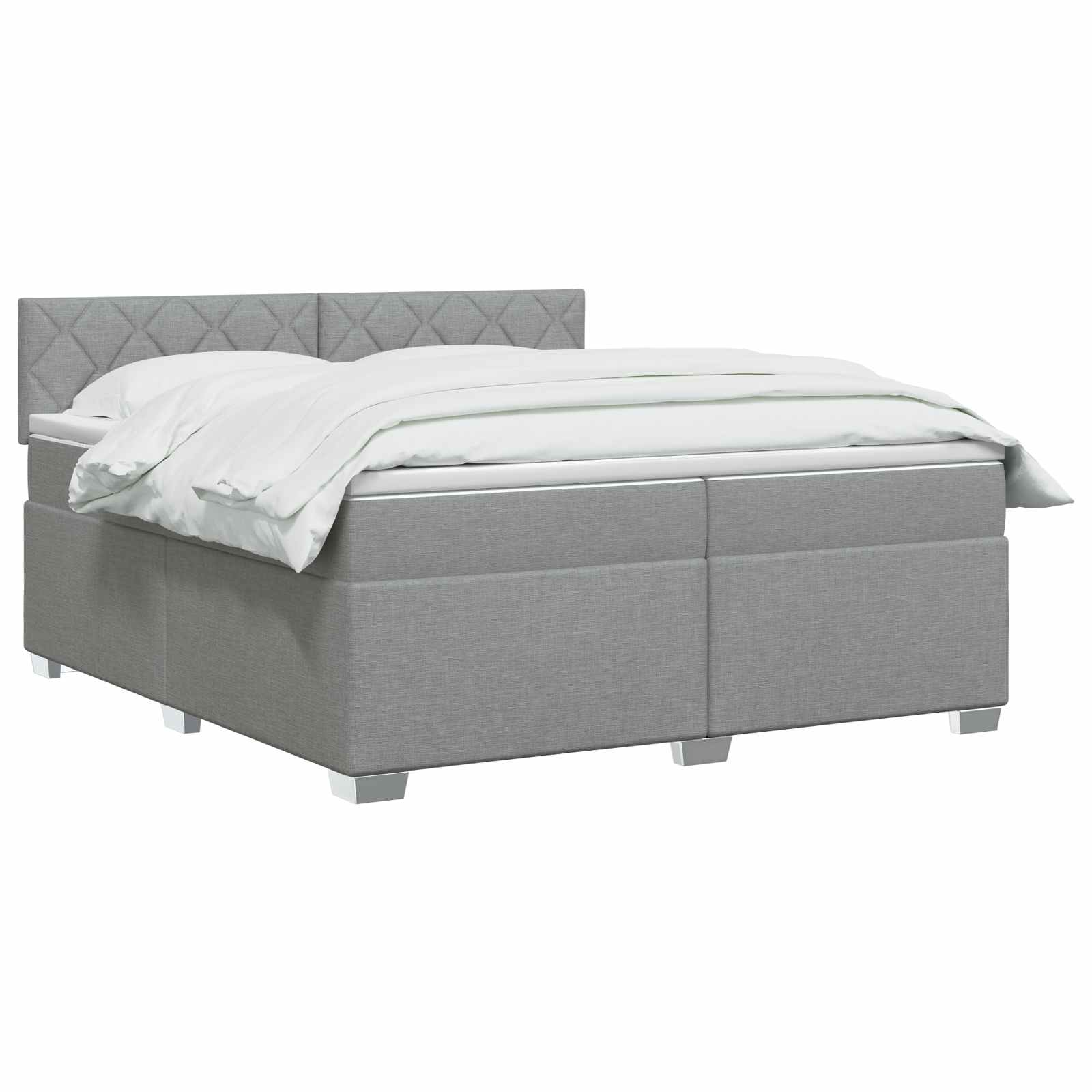 vidaXL Łóżko Box Spring z materacem i LED jasnoszary 200 x 200 cm