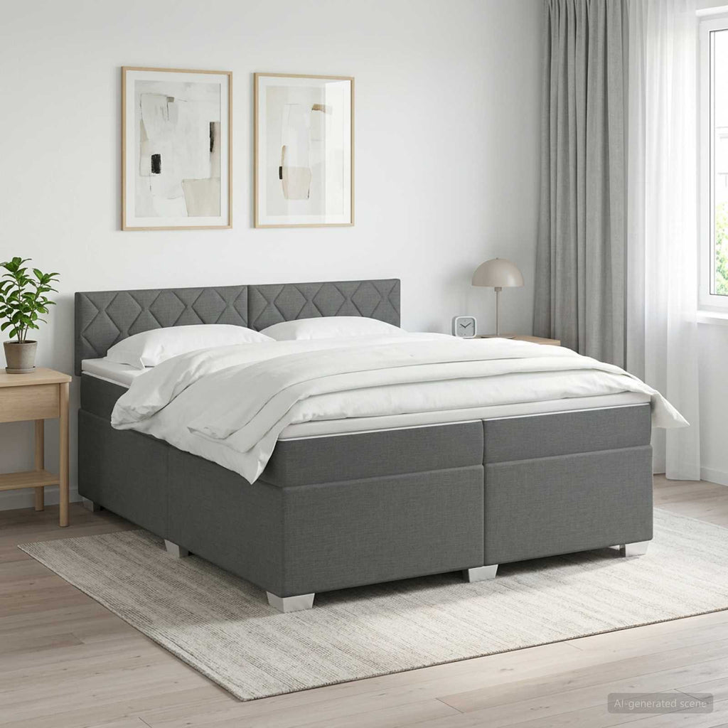 vidaXL Łóżko Box Spring z materacem i LED ciemnoszary 200 x 200 cm