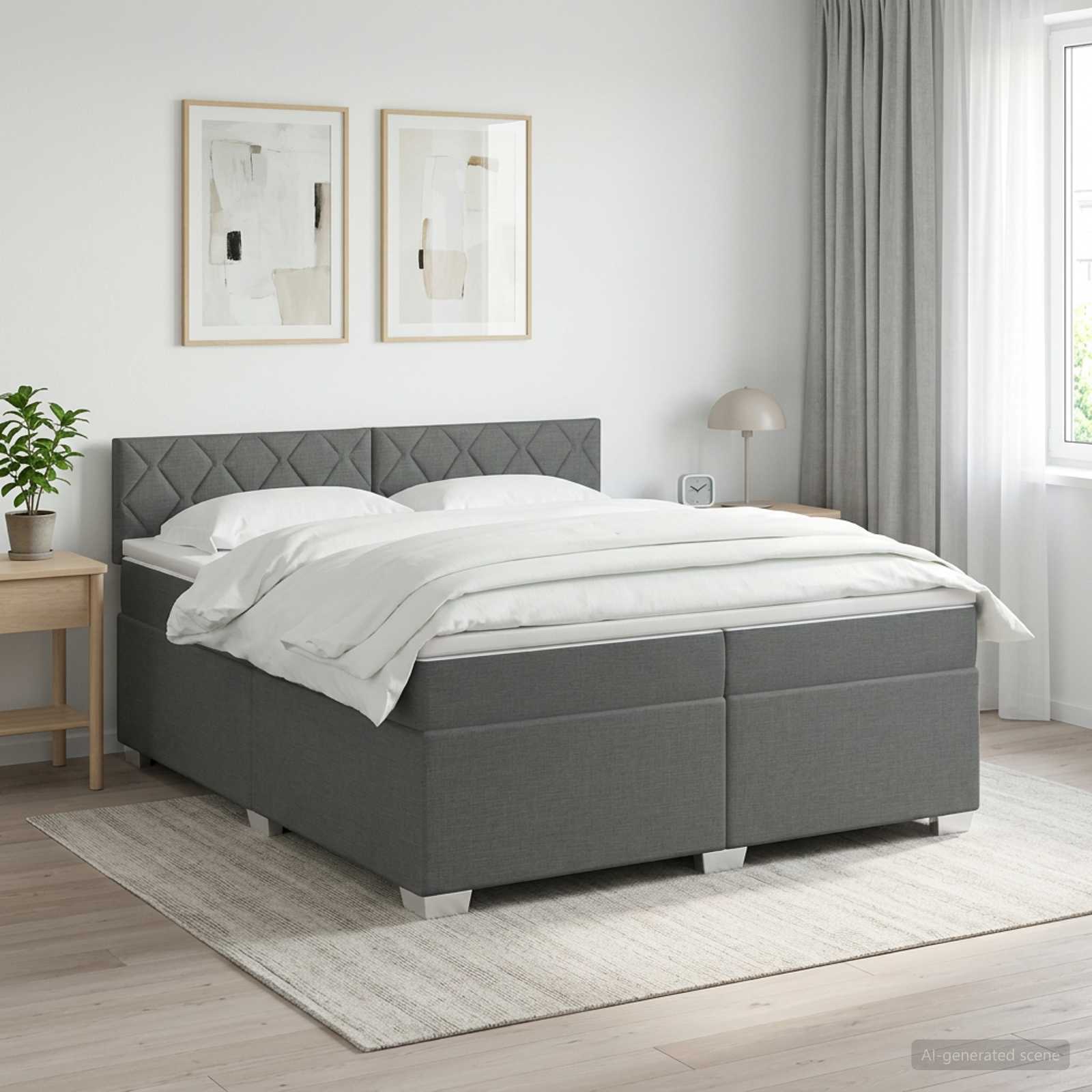 vidaXL Łóżko Box Spring z materacem i LED ciemnoszary 200 x 200 cm