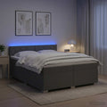 vidaXL Łóżko Box Spring z materacem i LED ciemnoszary 200 x 200 cm