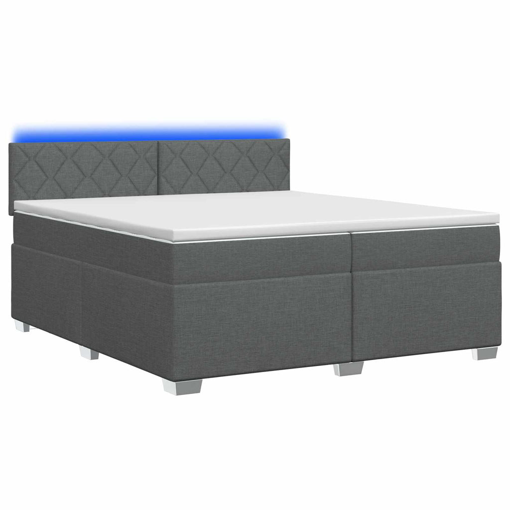 vidaXL Łóżko Box Spring z materacem i LED ciemnoszary 200 x 200 cm