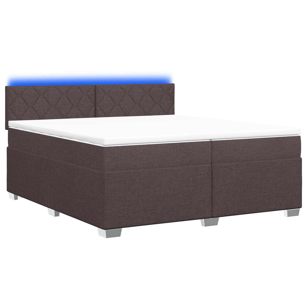 vidaXL Łóżko Box Spring z materacem i LED Ciemny brąz 200 x 200 cm