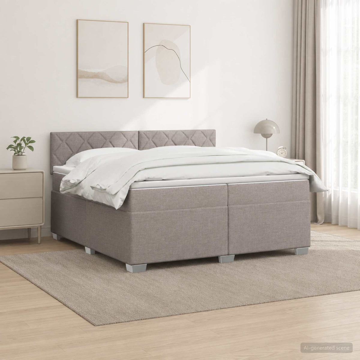 vidaXL Łóżko Box Spring z materacem i LED Ciemnoszary 200 x 200 cm