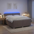 vidaXL Łóżko Box Spring z materacem i LED Ciemnoszary 200 x 200 cm