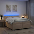 vidaXL Łóżko Box Spring z materacem i LED kremowy 200 x 200 cm tkanina