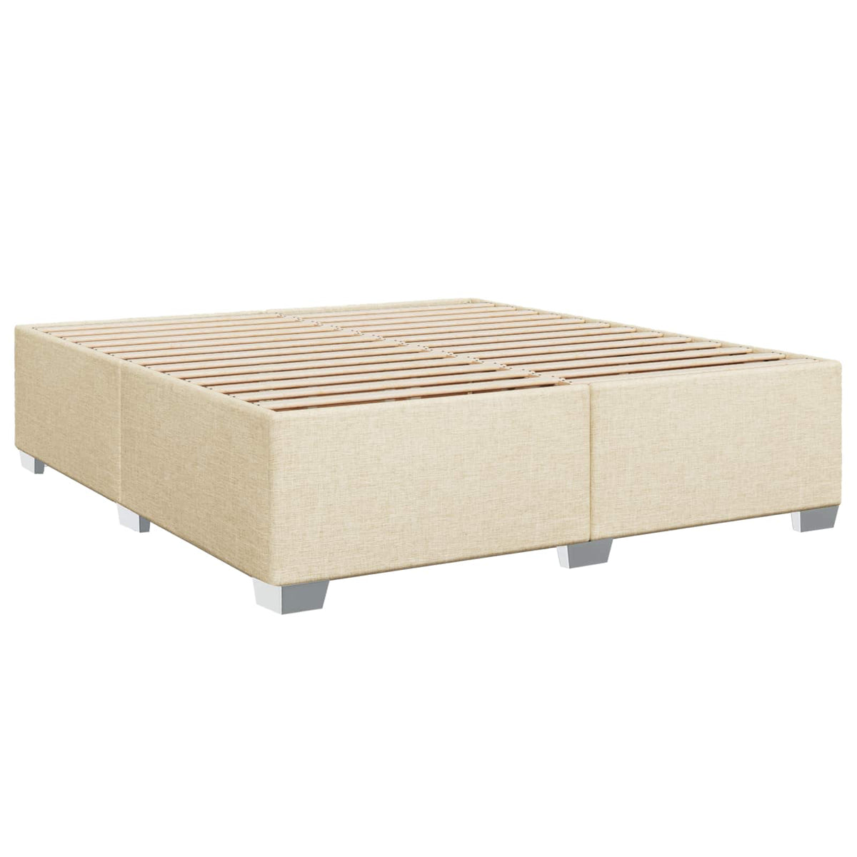 vidaXL Łóżko Box Spring z materacem i LED kremowy 200 x 200 cm tkanina