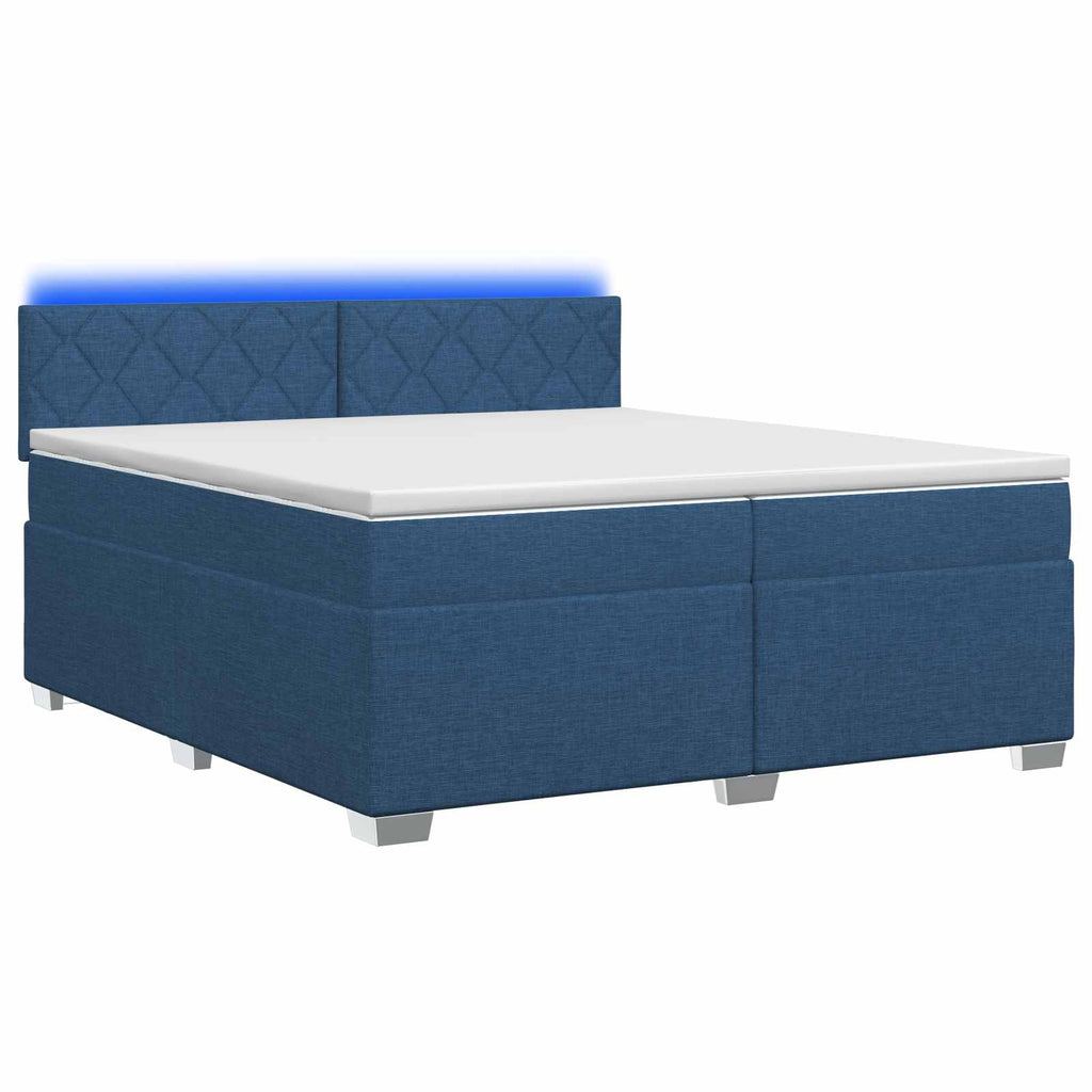 vidaXL Łóżko Box Spring z materacem i LED niebieski 200 x 200 cm