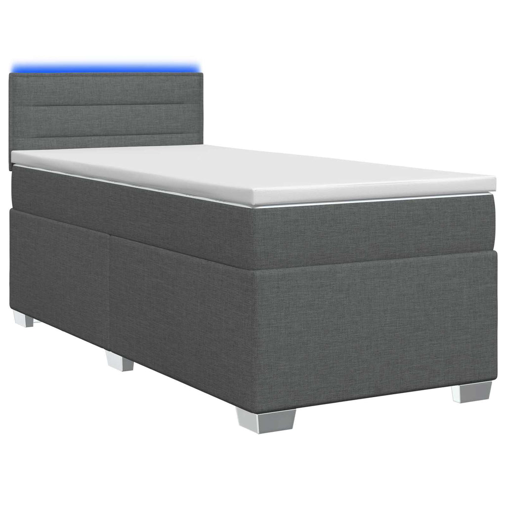 vidaXL Łóżko Box Spring z materacem i LED ciemnoszary Pojedynczy