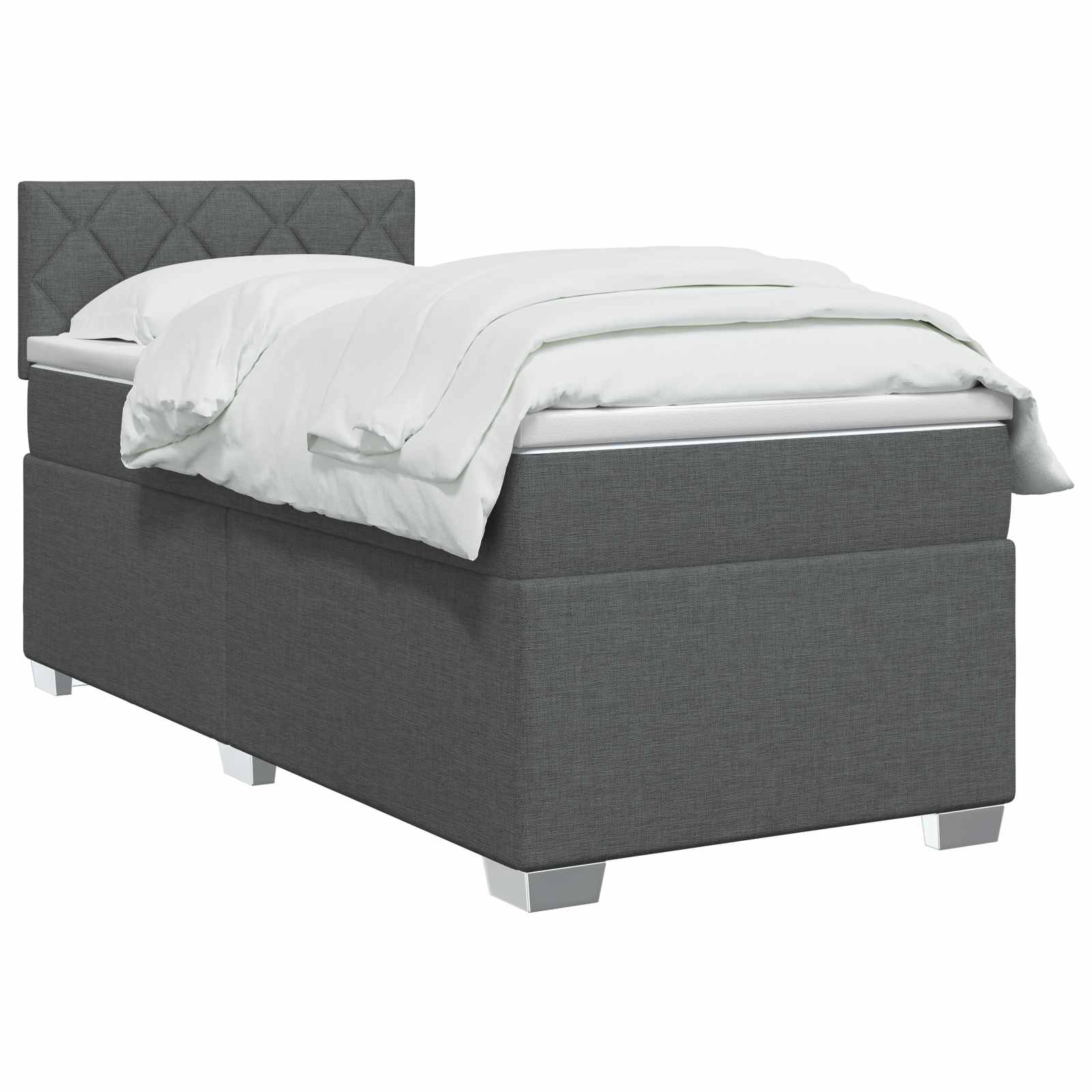 vidaXL Łóżko Box Spring z materacem i LED ciemnoszary Pojedynczy