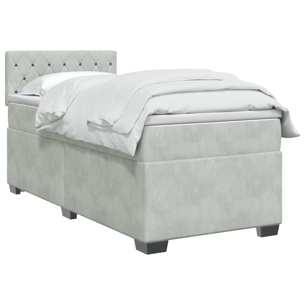vidaXL Łóżko Box Spring z materacem i LED jasnoszary 80 x 200 cm Welur