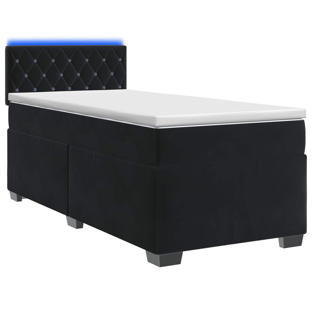 vidaXL Łóżko Box Spring z materacem i LED Czarny 80 x 200 cm Welur