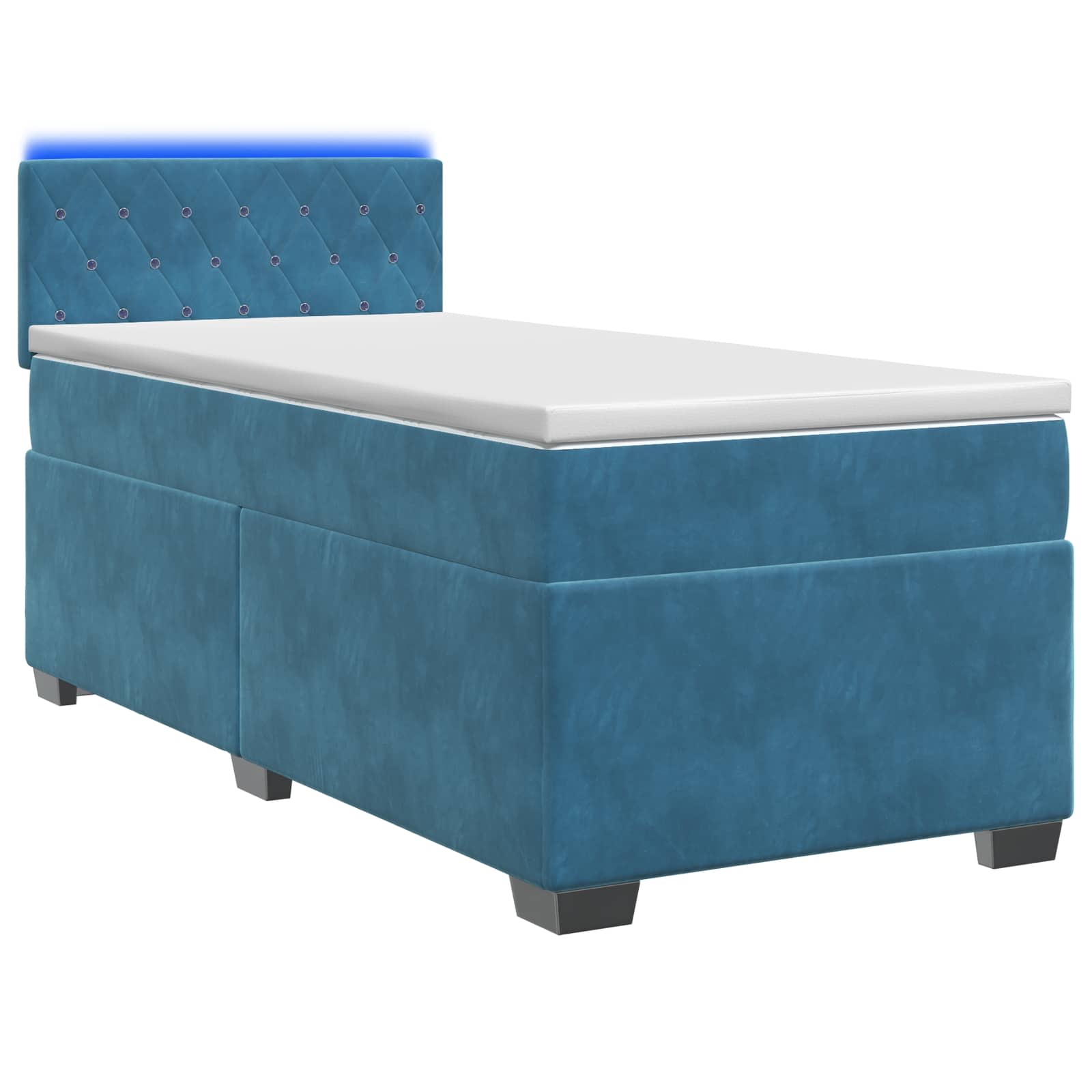 vidaXL Łóżko Box Spring z materacem i LED niebieski 80 x 200 cm Welur