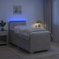 vidaXL Łóżko Box Spring z materacem i LED jasnoszary 80 x 200 cm Welur