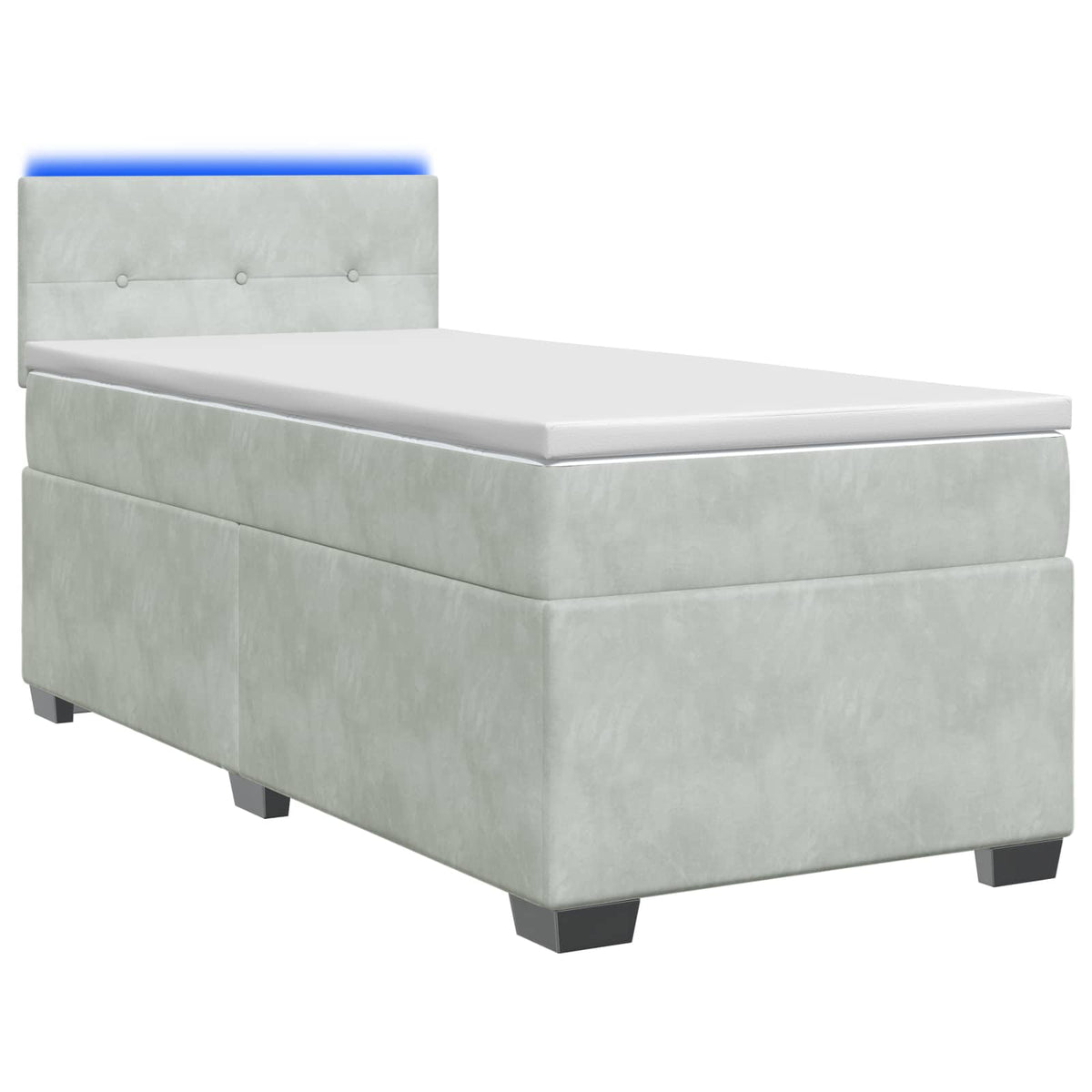 vidaXL Łóżko Box Spring z materacem i LED jasnoszary 80 x 200 cm Welur