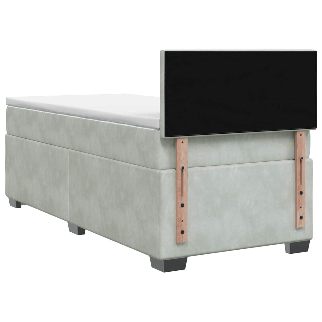 vidaXL Łóżko Box Spring z materacem i LED jasnoszary 80 x 200 cm Welur