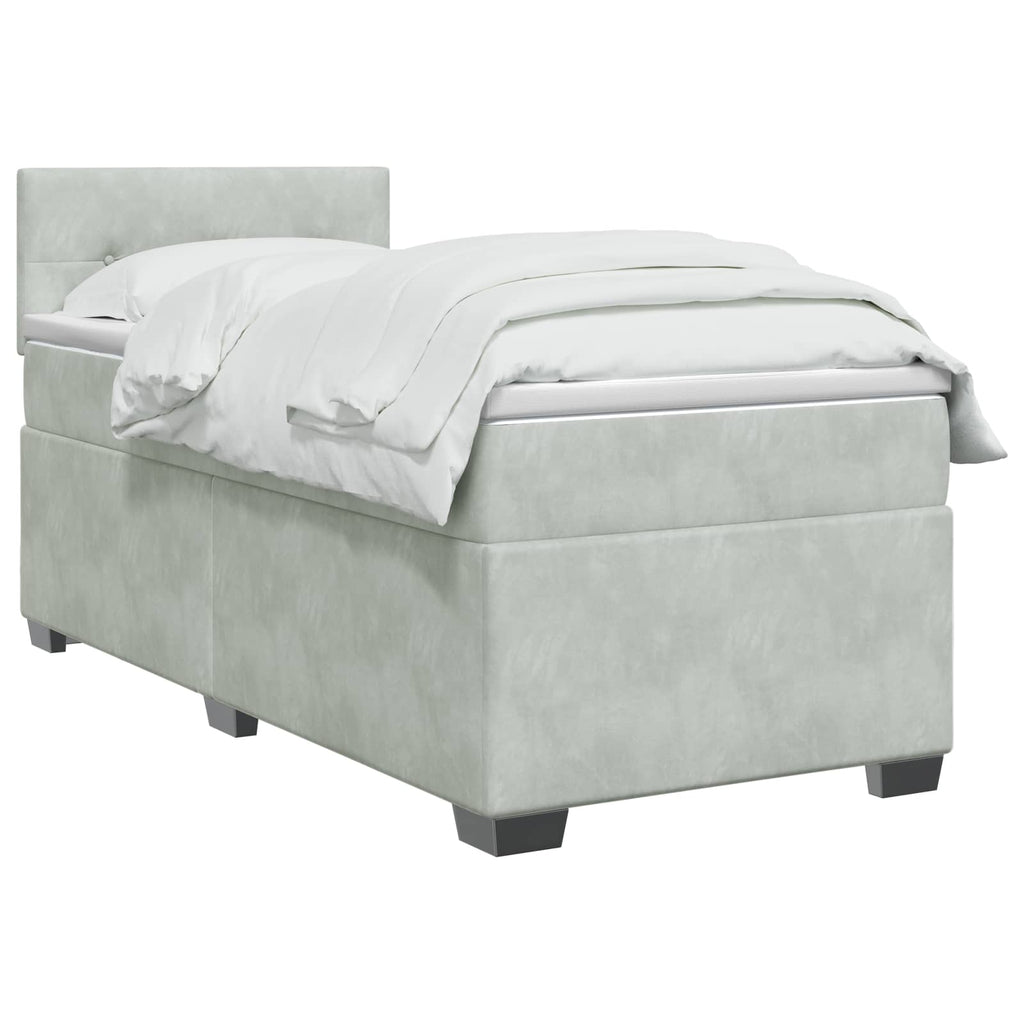 vidaXL Łóżko Box Spring z materacem i LED jasnoszary 80 x 200 cm Welur