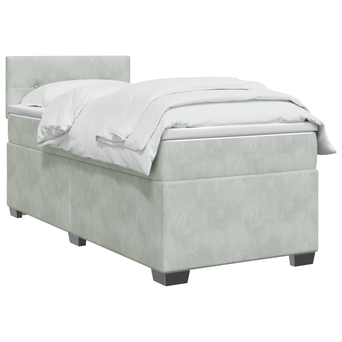vidaXL Łóżko Box Spring z materacem i LED jasnoszary 80 x 200 cm Welur