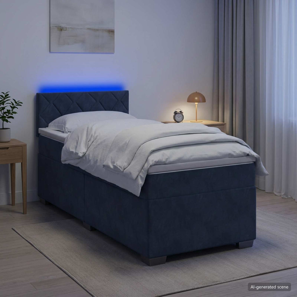 vidaXL Łóżko Box Spring z materacem i LED ciemnoszary 100 x 200 cm