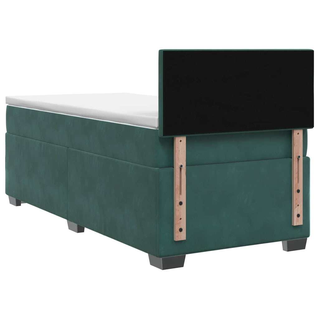 vidaXL Łóżko Box Spring z materacem i LED Ciemnozielony 80 x 200 cm