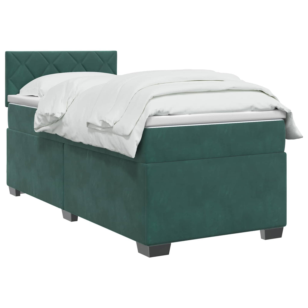 vidaXL Łóżko Box Spring z materacem i LED Ciemnozielony 80 x 200 cm
