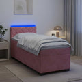 vidaXL Łóżko Box Spring z materacem i LED różowy 100 x 200 cm Welur
