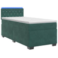 vidaXL Łóżko Box Spring z materacem i LED Ciemnozielony 90 x 200 cm