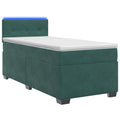 vidaXL Łóżko Box Spring z materacem i LED Ciemnozielony 90 x 200 cm