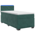 vidaXL Łóżko Box Spring z materacem i LED Ciemnozielony 90 x 200 cm