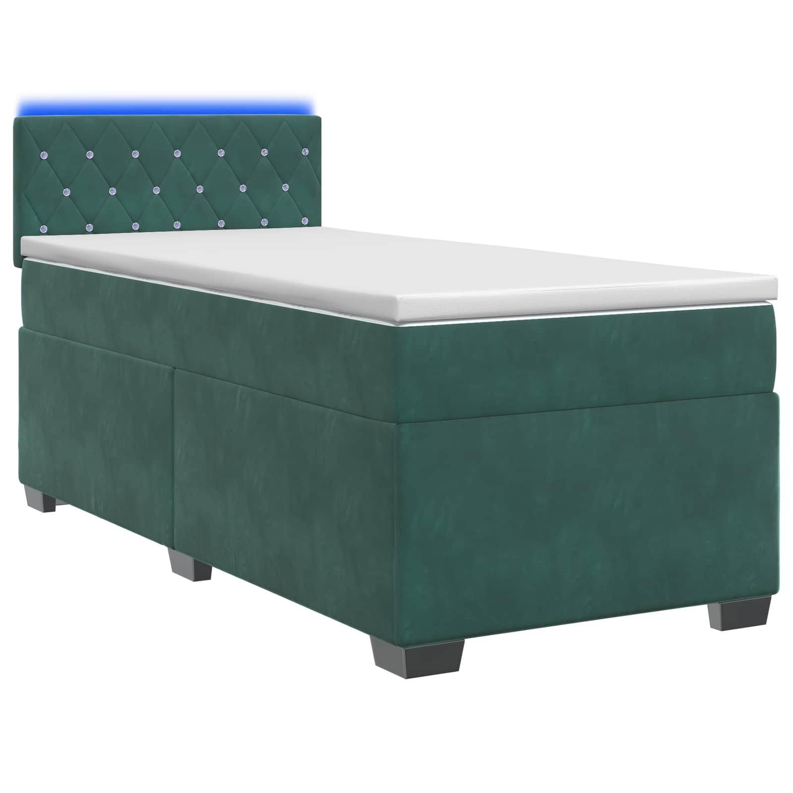 vidaXL Łóżko Box Spring z materacem i LED Ciemnozielony 100 x 200 cm