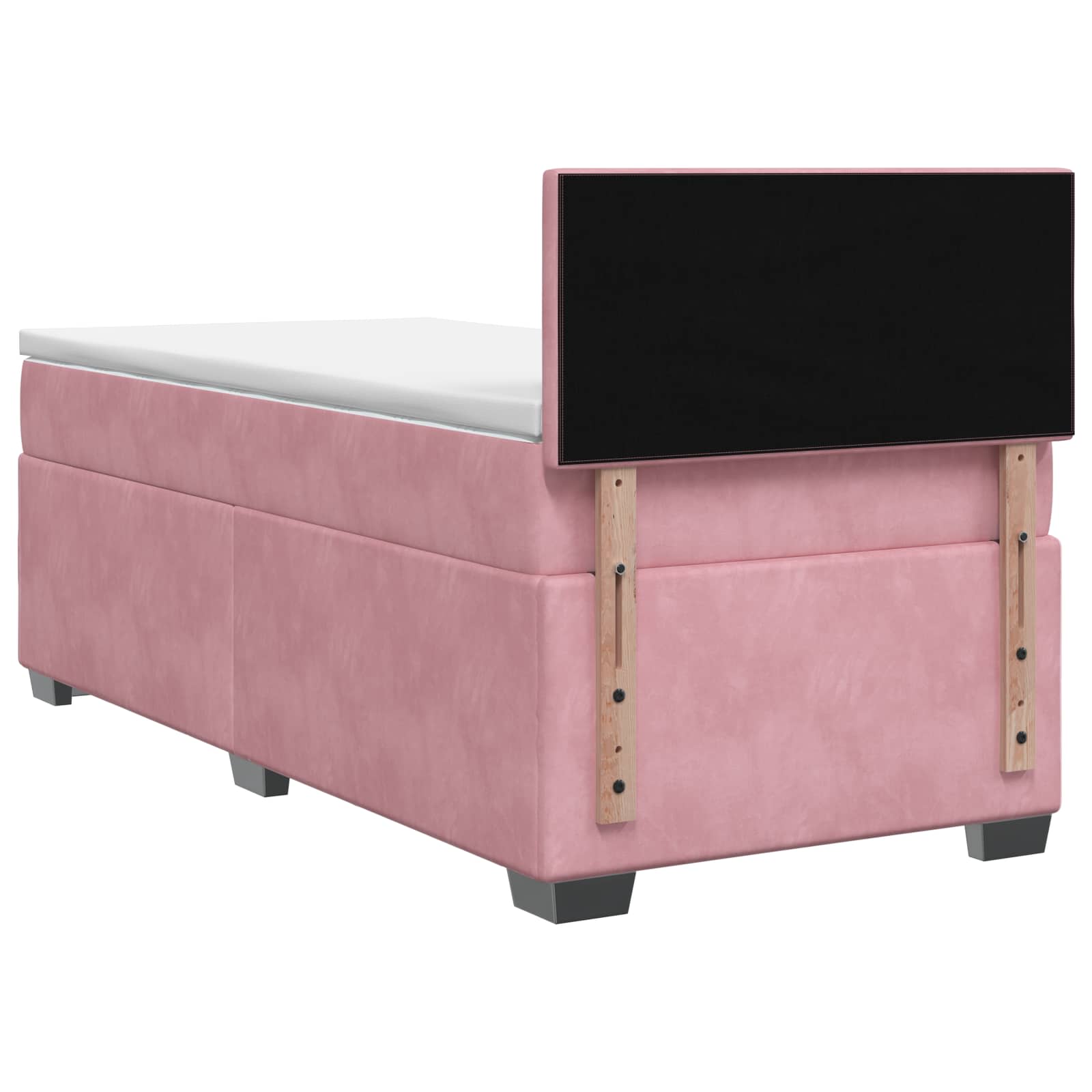 vidaXL Łóżko Box Spring z materacem i LED różowy 100 x 200 cm Welur