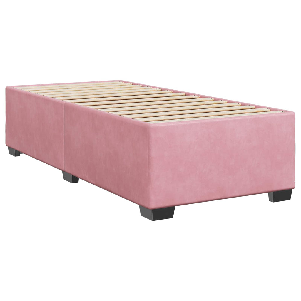 vidaXL Łóżko Box Spring z materacem i LED różowy 100 x 200 cm Welur