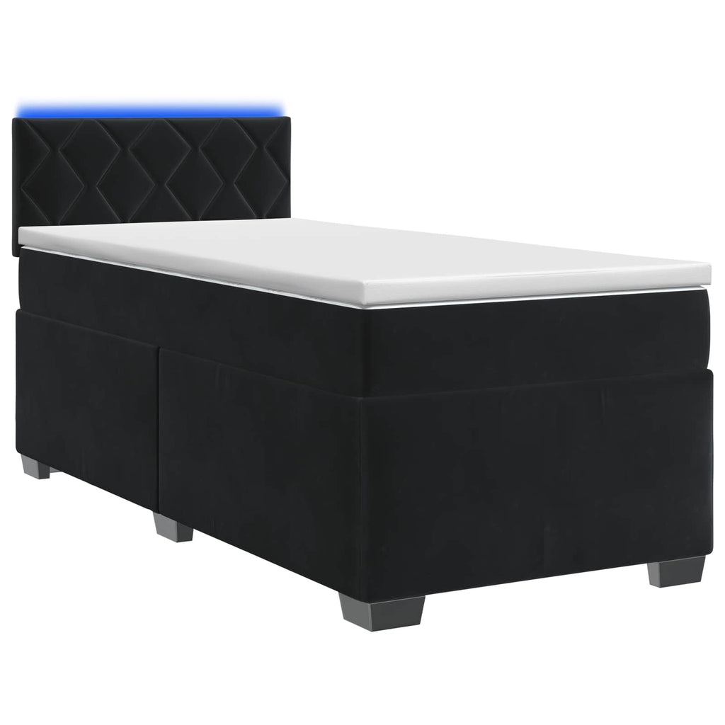 vidaXL Łóżko Box Spring z materacem i LED Czarny 100 x 200 cm Welur