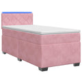 vidaXL Łóżko Box Spring z materacem i LED różowy 100 x 200 cm Welur