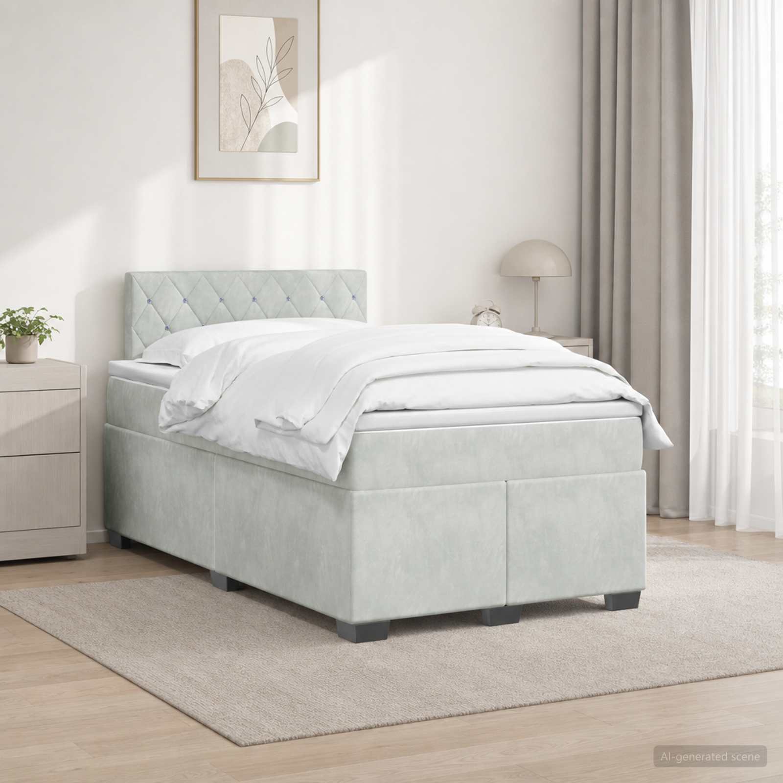 vidaXL Łóżko Box Spring z materacem i LED jasnoszary 120 x 200 cm