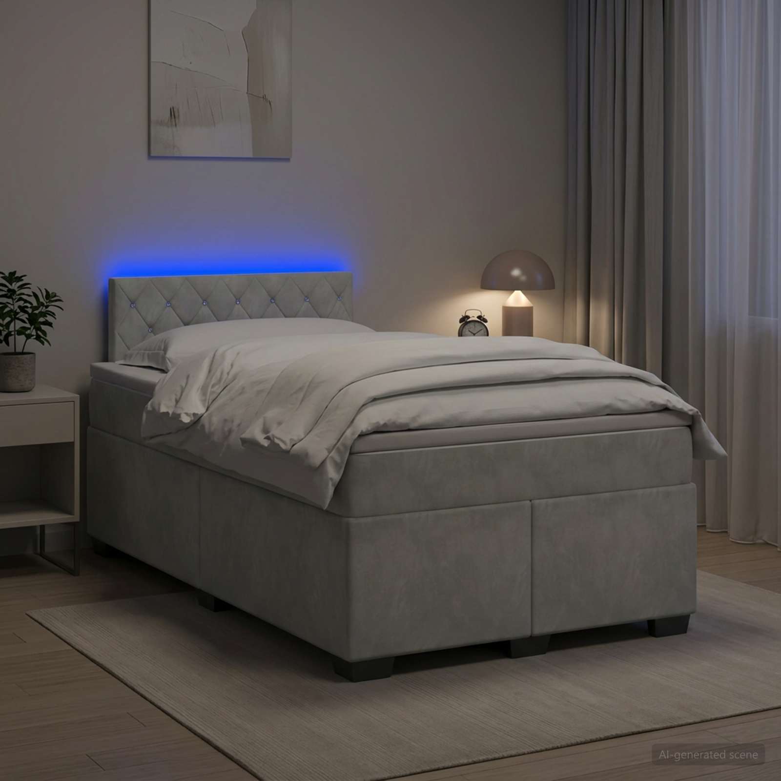 vidaXL Łóżko Box Spring z materacem i LED jasnoszary 120 x 200 cm