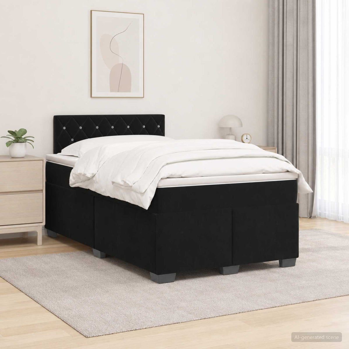 vidaXL Łóżko Box Spring z materacem i LED Czarny 120 x 200 cm Welur