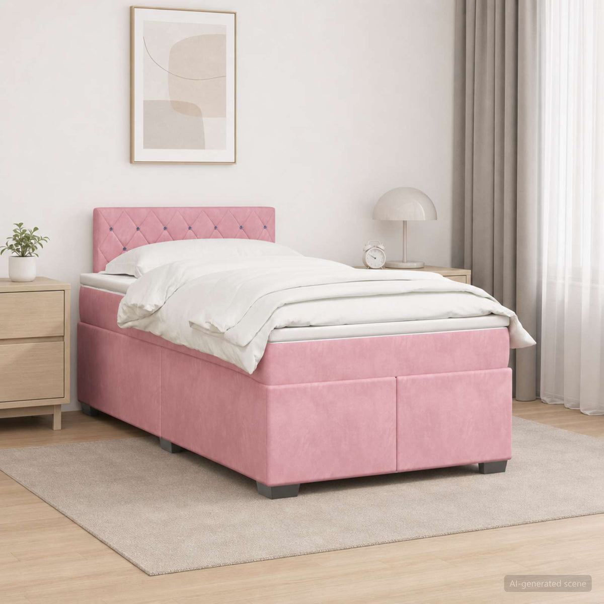 vidaXL Łóżko Box Spring z materacem i LED różowy 120 x 200 cm Welur
