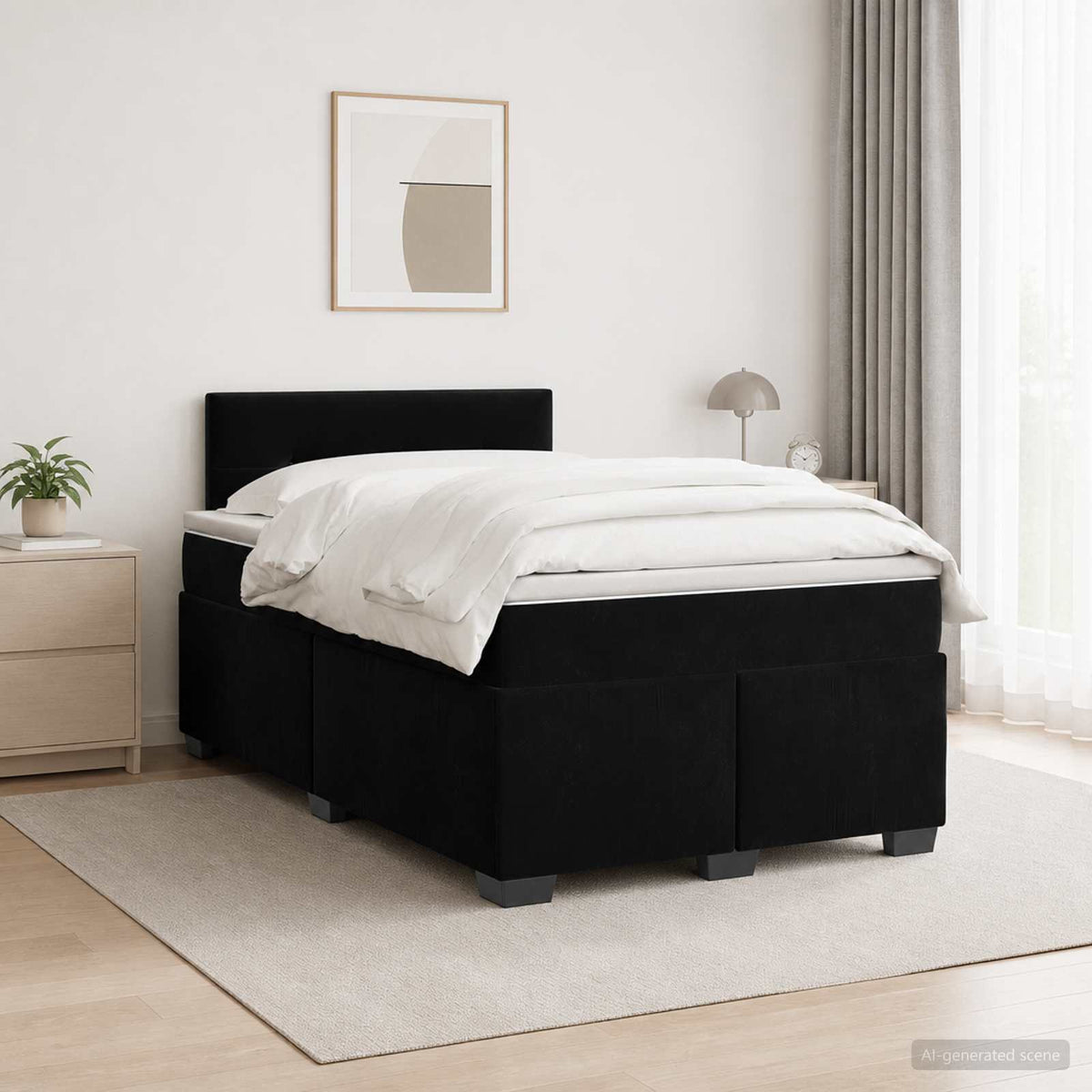 vidaXL Łóżko Box Spring z materacem i LED Czarny 120 x 200 cm Welur