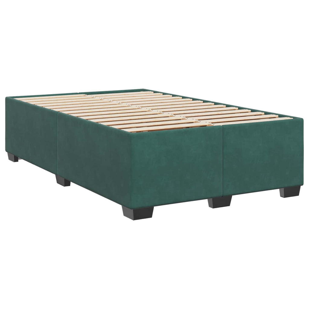 vidaXL Łóżko Box Spring z materacem i LED Ciemnozielony 120 x 190 cm