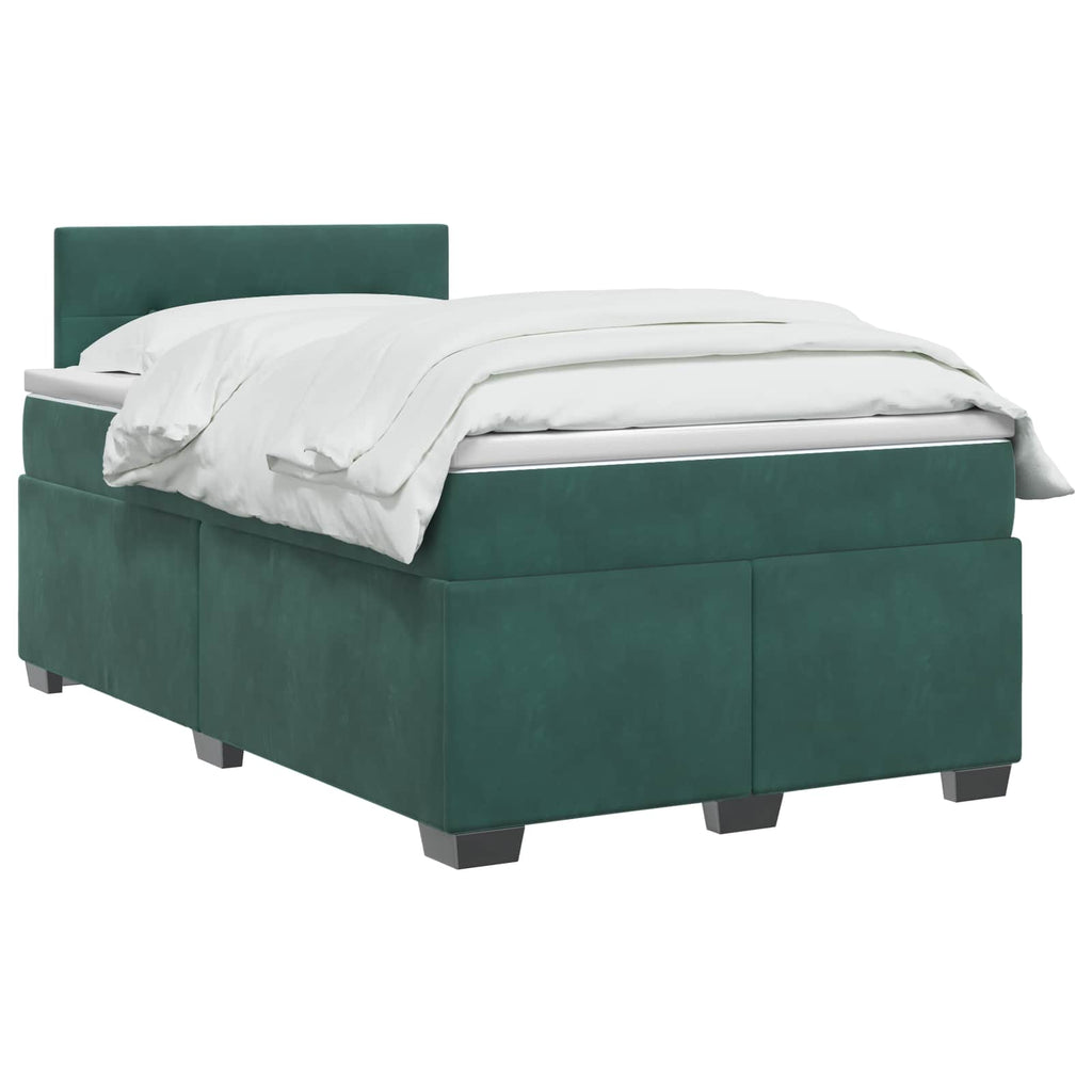 vidaXL Łóżko Box Spring z materacem i LED Ciemnozielony 120 x 190 cm