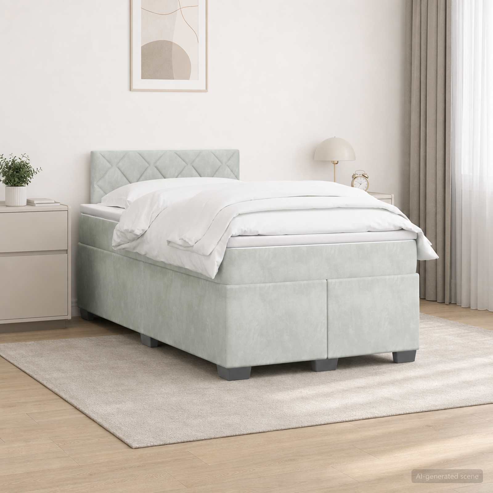 vidaXL Łóżko Box Spring z materacem i LED jasnoszary 120 x 200 cm