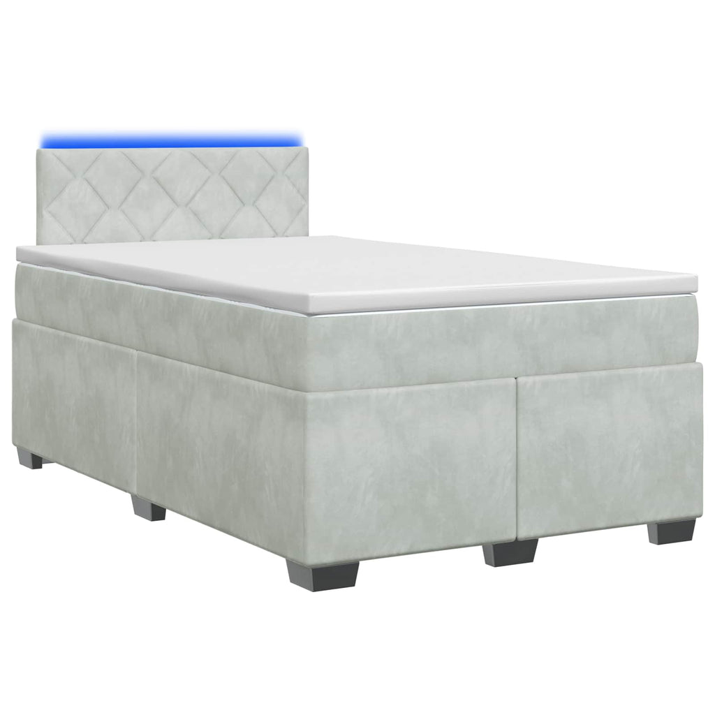 vidaXL Łóżko Box Spring z materacem i LED jasnoszary 120 x 190 cm