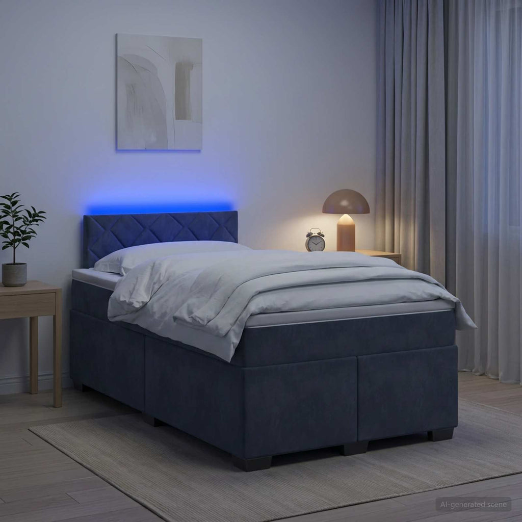 vidaXL Łóżko Box Spring z materacem i LED ciemnoszary 120 x 200 cm