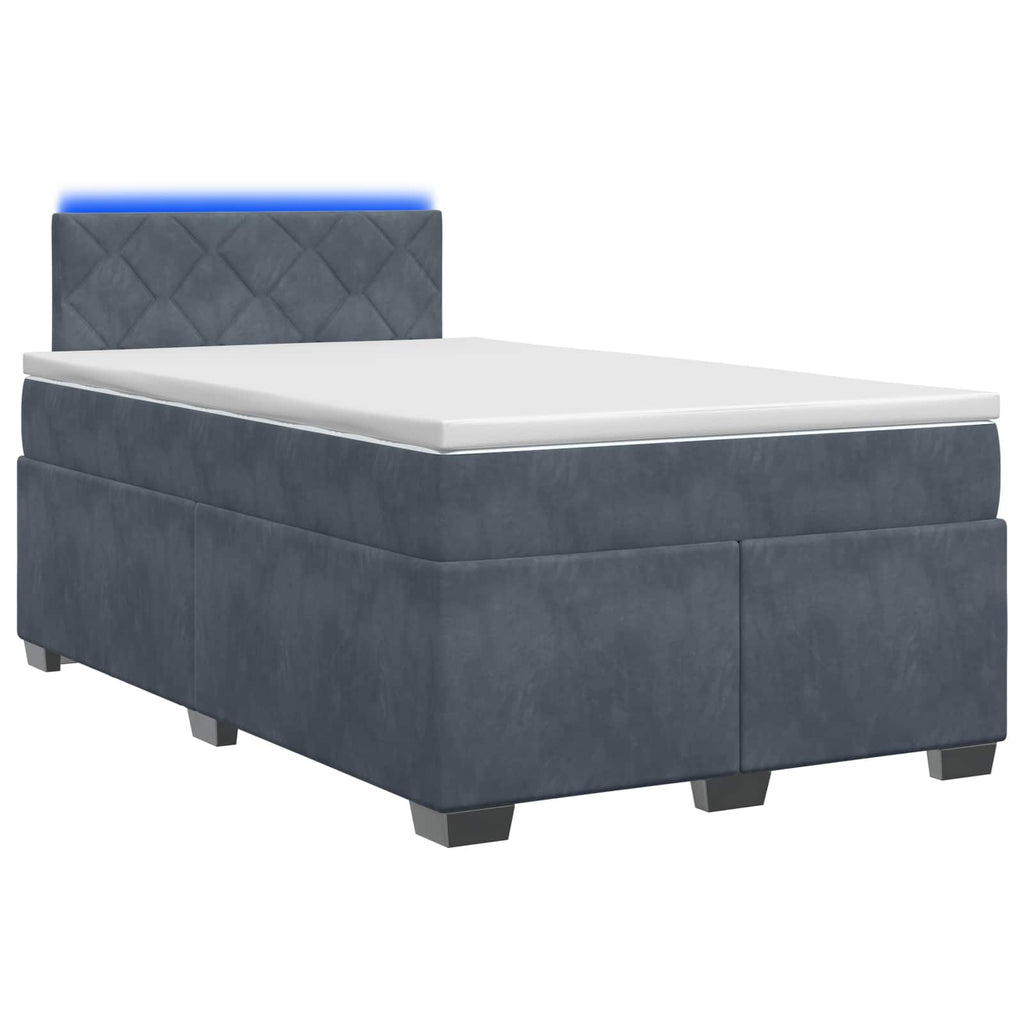 vidaXL Łóżko Box Spring z materacem i LED ciemnoszary 120 x 190 cm