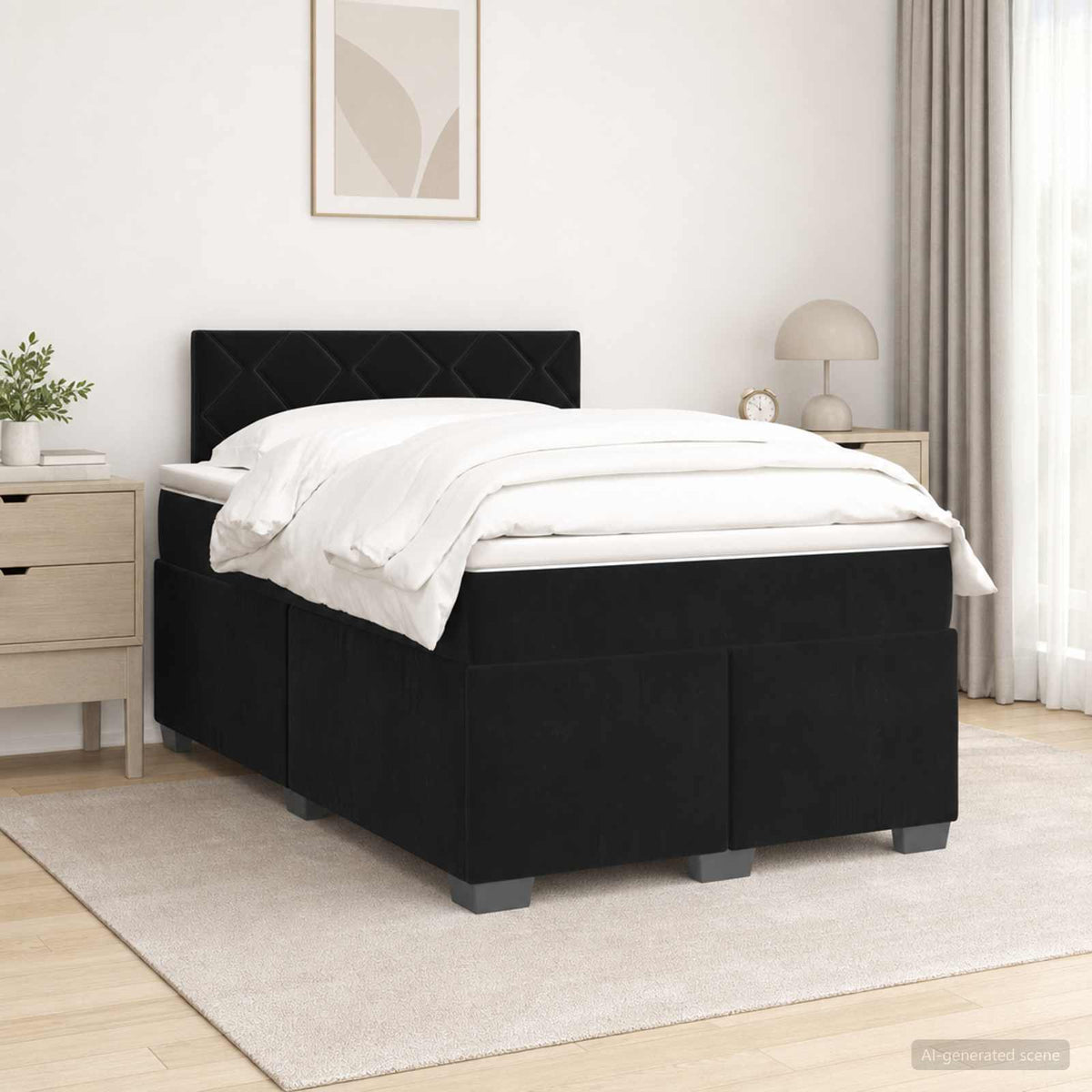 vidaXL Łóżko Box Spring z materacem i LED Czarny 120 x 200 cm Welur