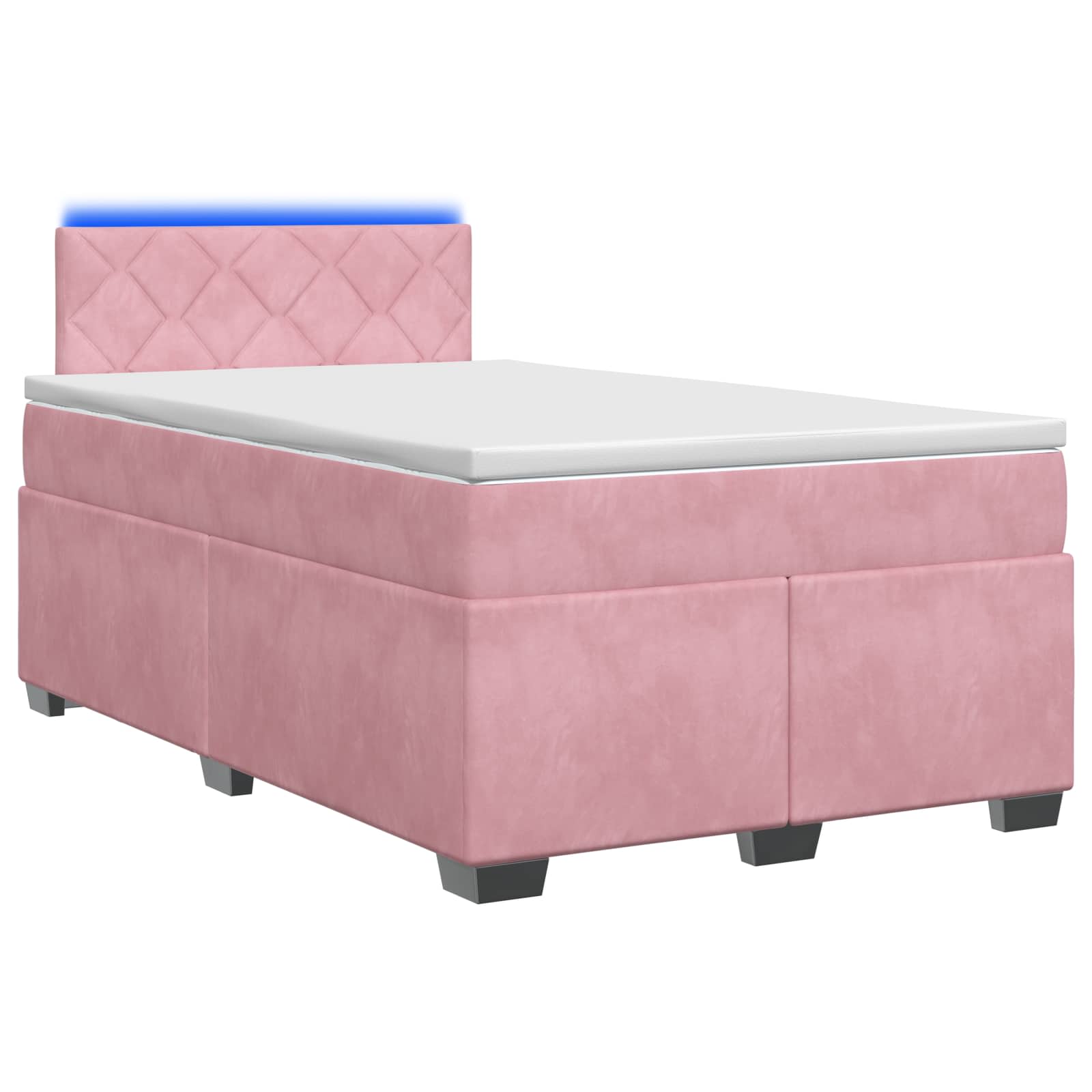 vidaXL Łóżko Box Spring z materacem i LED różowy 120 x 190 cm Welur
