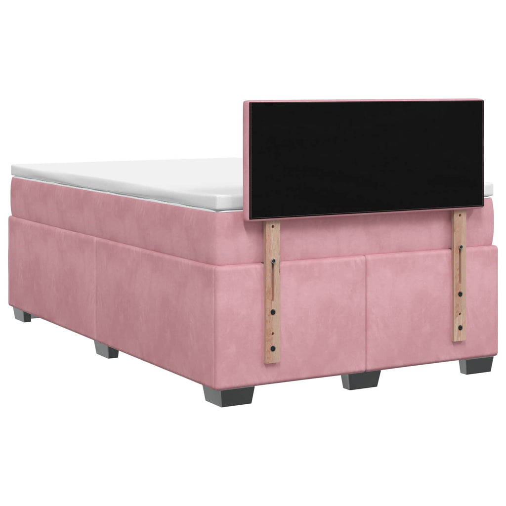 vidaXL Łóżko Box Spring z materacem i LED różowy 120 x 190 cm Welur
